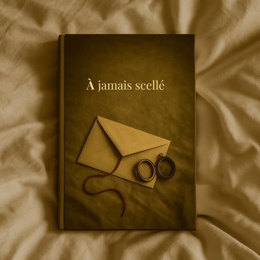 Carnet de deuil - À jamais scellé - journal de guérison posé sur un drap beige froissé