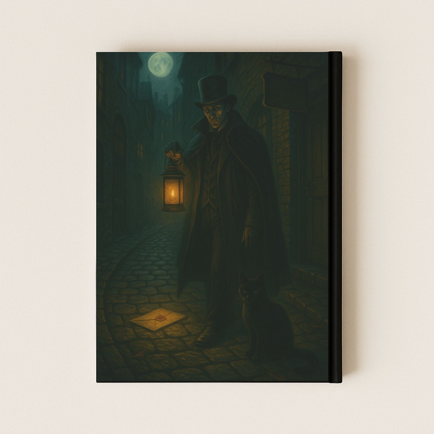 La couverture arrière de ce carnet gothique représente une scène de l'époque victorienne