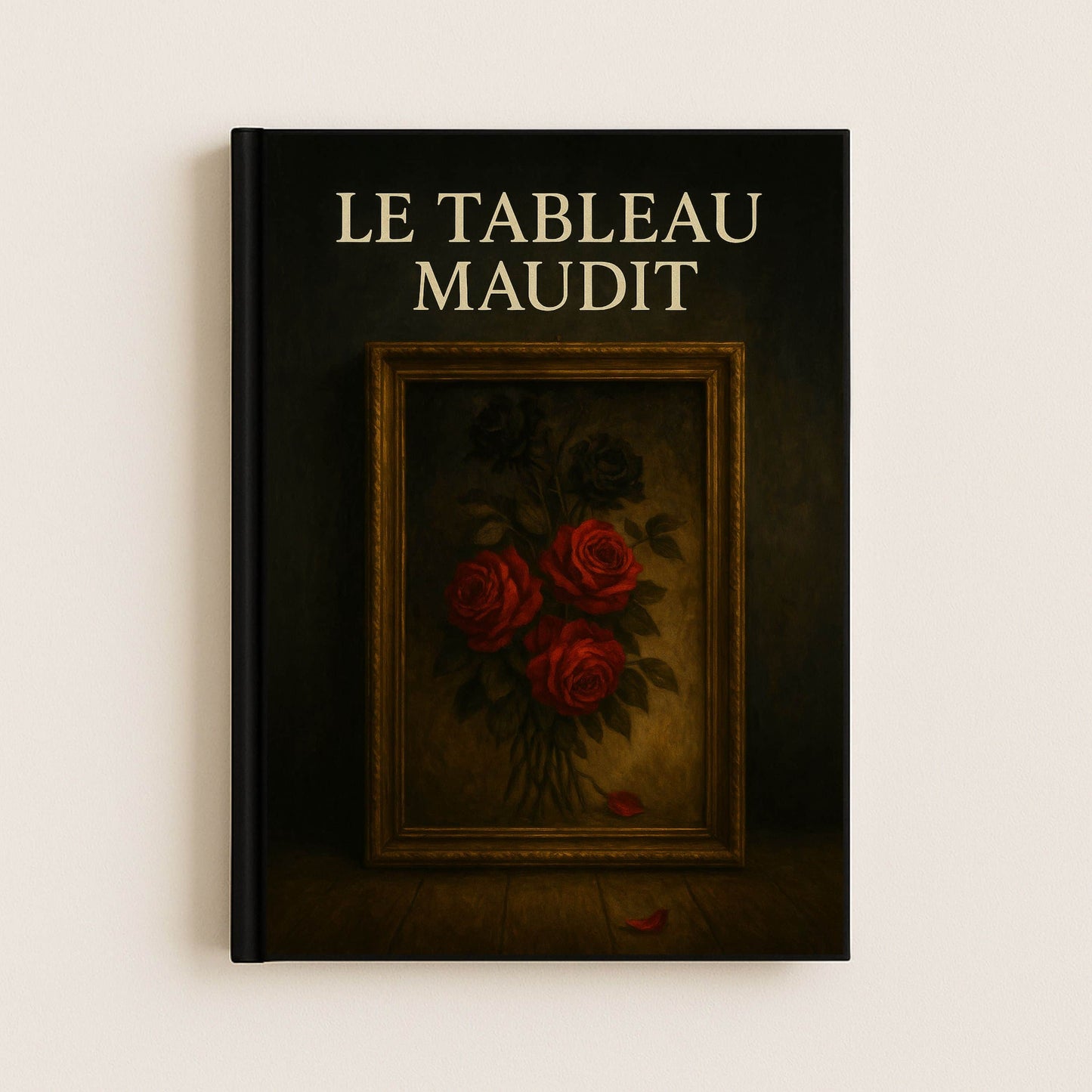 Carnet gothique inspiré du Portrait de Dorian Gray. La couverture représente n tableau sur lequel des roses rouges et une rose noire sont peintes.