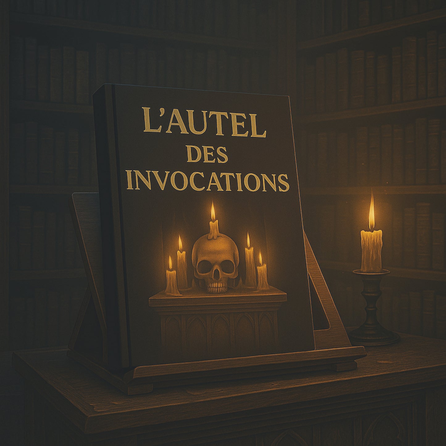 Carnet gothique mis en valeur dans une bibliothèque