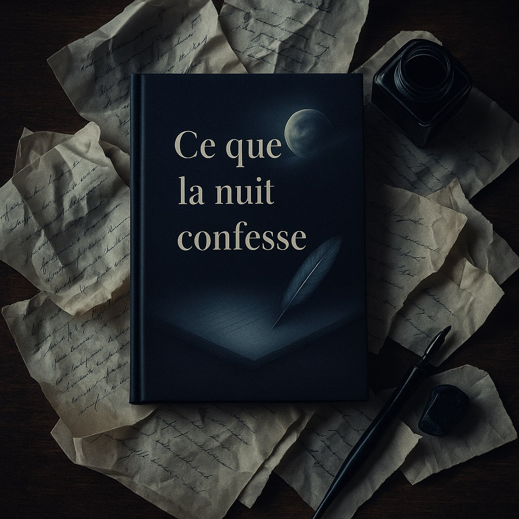 Carnet de notes Ce que la nuit confesse - Journal intime posé sur d'anciennes lettres manuscrites