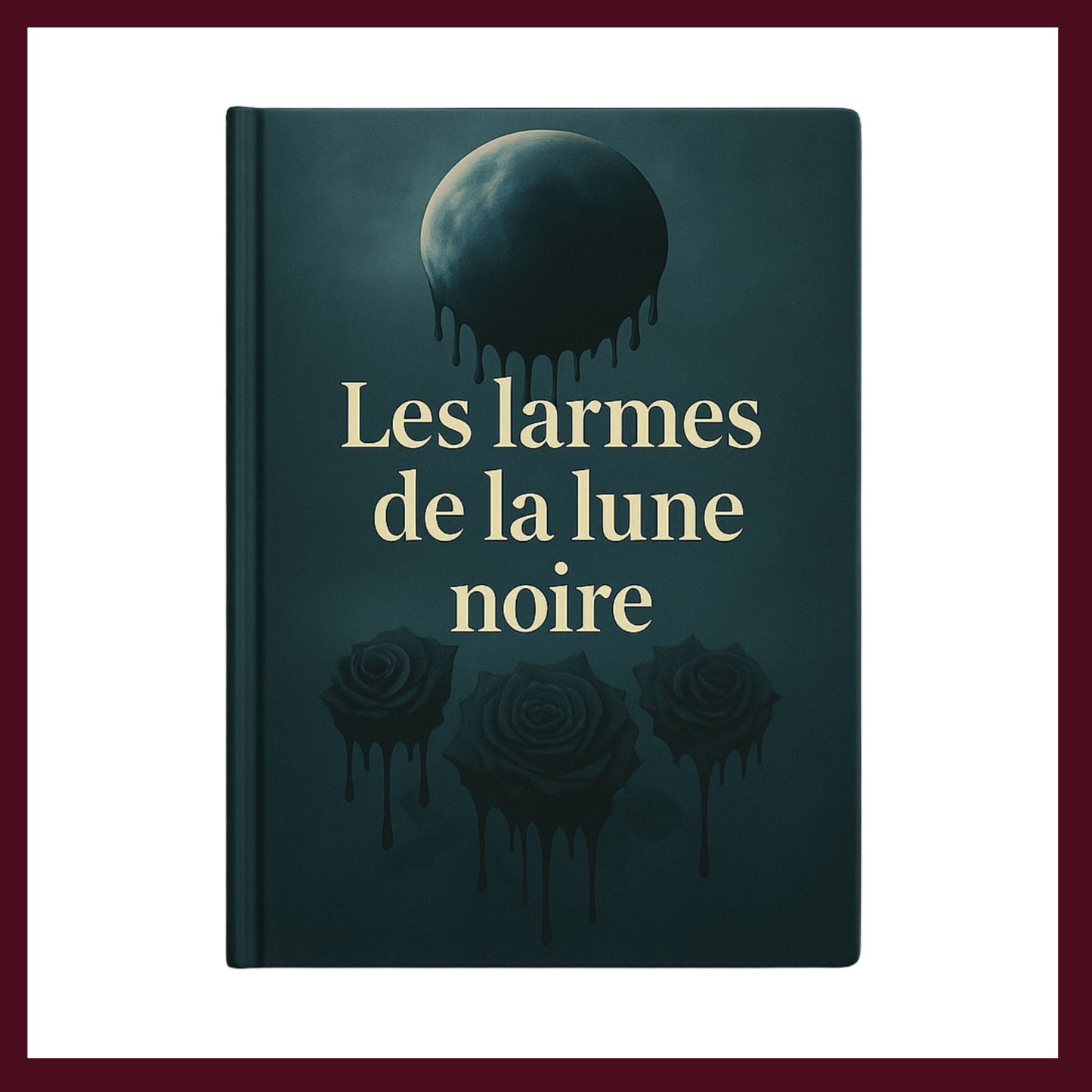 Couverture avant du carnet rigide Les larmes de la lune noire inspiré du romantisme gothique