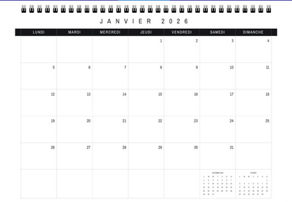 Intérieur du calendrier gothique Rewind&Raven 2026