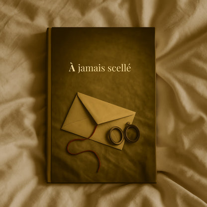 Carnet de deuil - À jamais scellé - journal de guérison posé sur un drap beige froissé