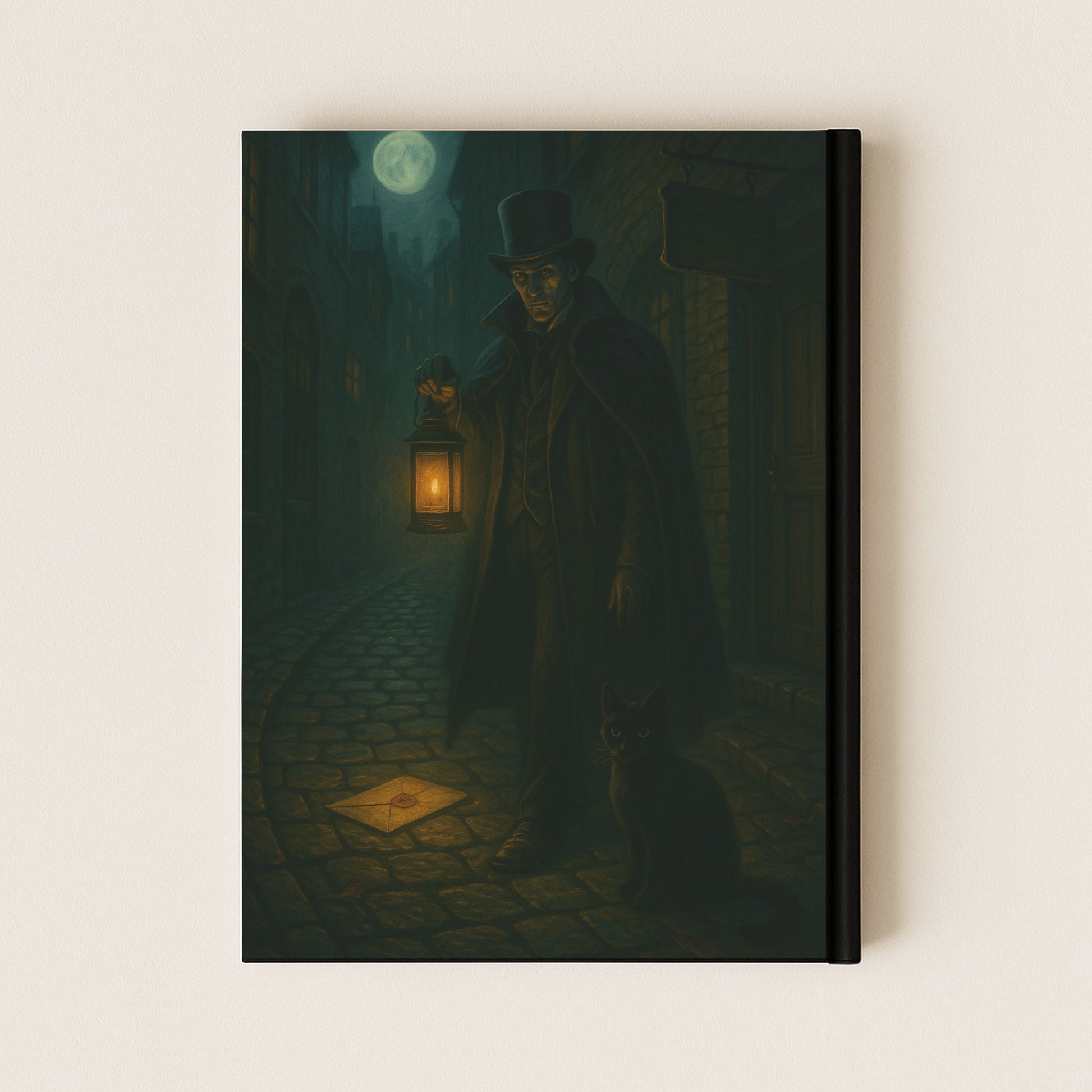 La couverture arrière de ce carnet gothique représente une scène de l'époque victorienne