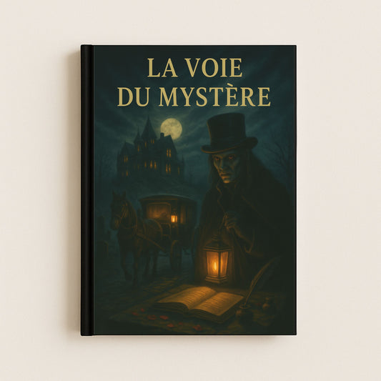 Couverture du carnet gothique représentant un cocher vampire avec son calèche et un manoir