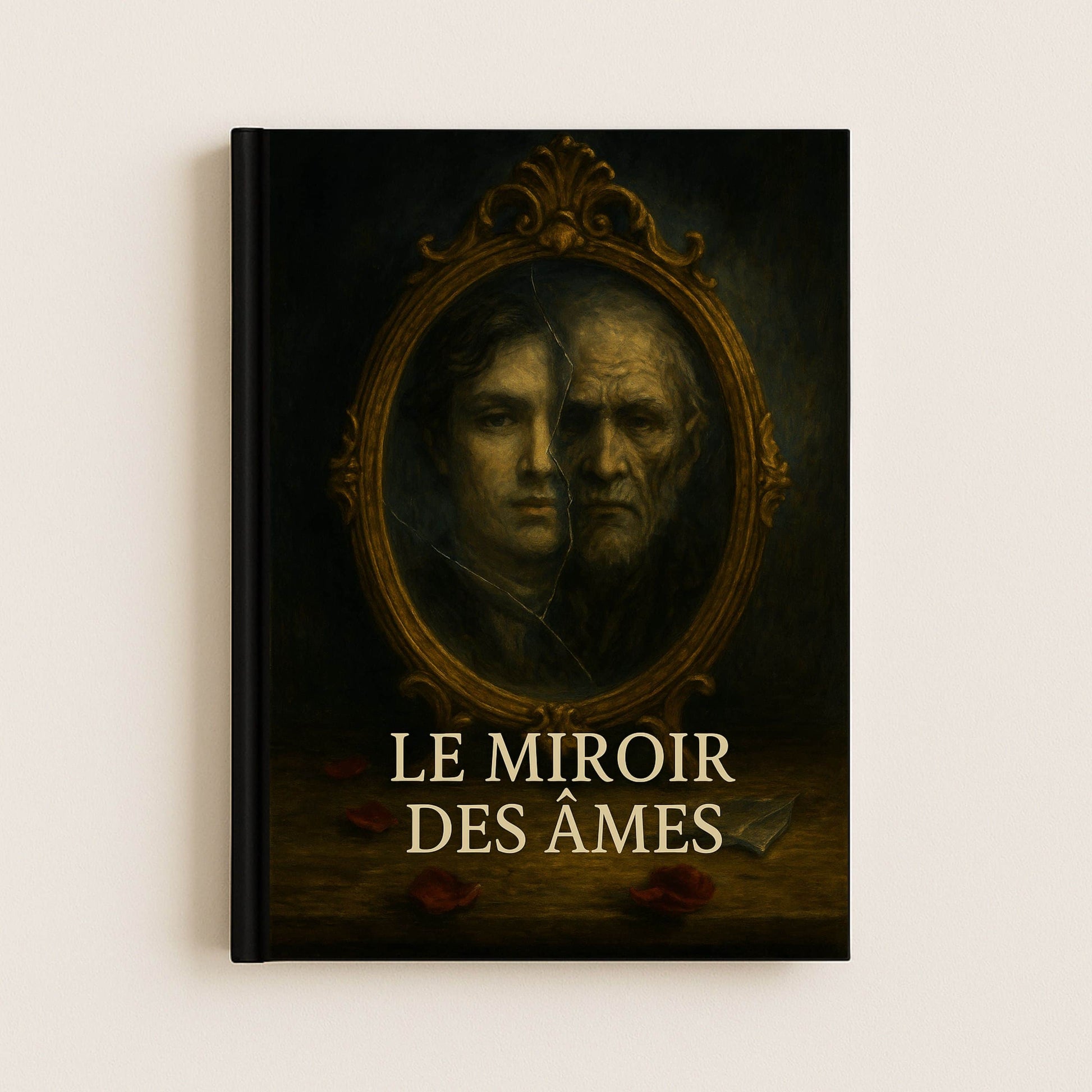 Carnet gothique inspiré du Roman Le portrait de Dorian Gray. La couverture représente un miroir où deux visages sont visibles.