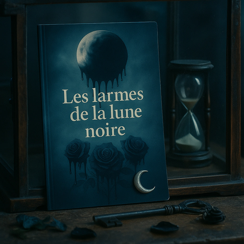 Livre gothique déposé contre une vitrine ancienne accompagné d'un sablier et d'une clef ancienne