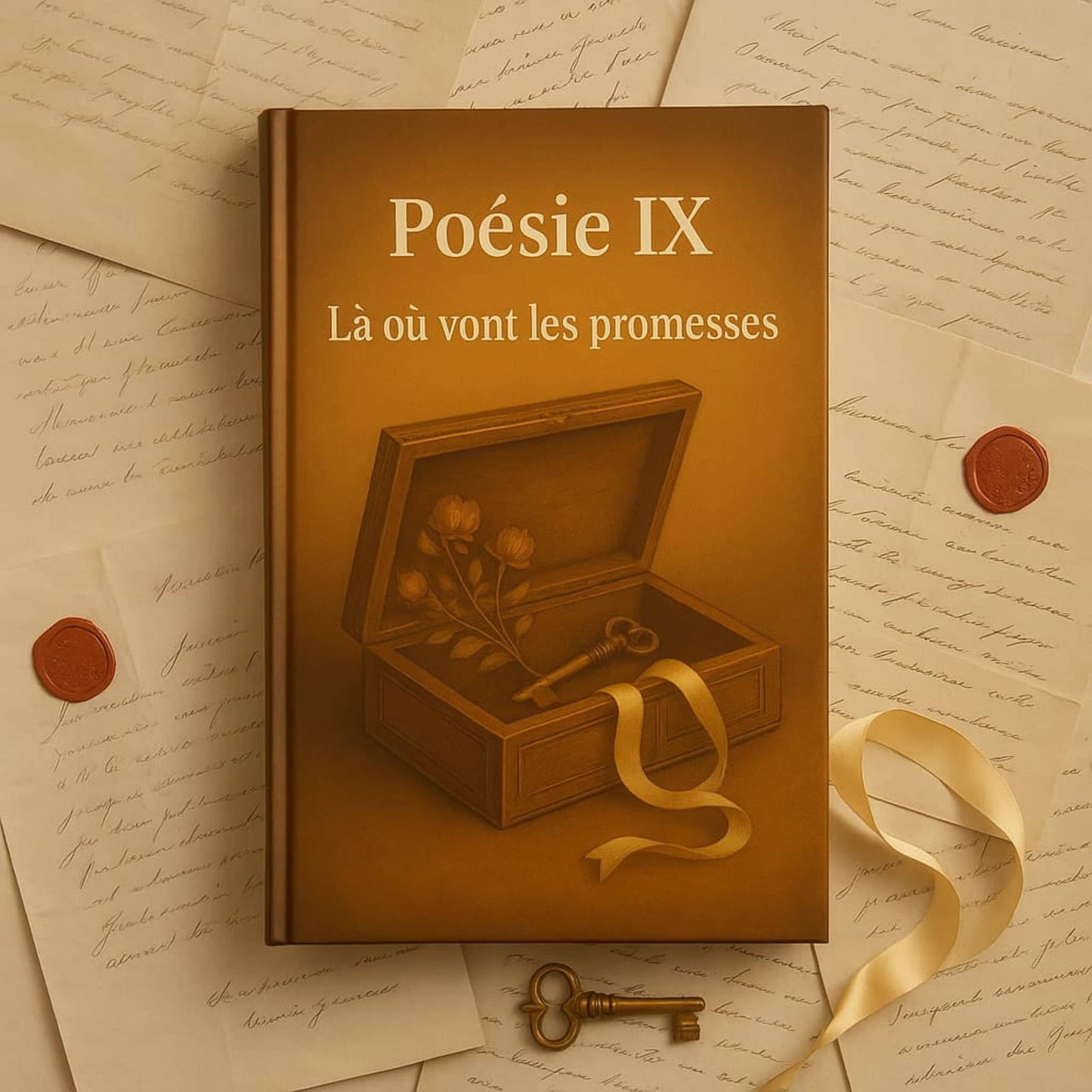 Carnet de poésie Poésie IX Là où vont les promesses posé sur d'anciennes lettres manuscrites