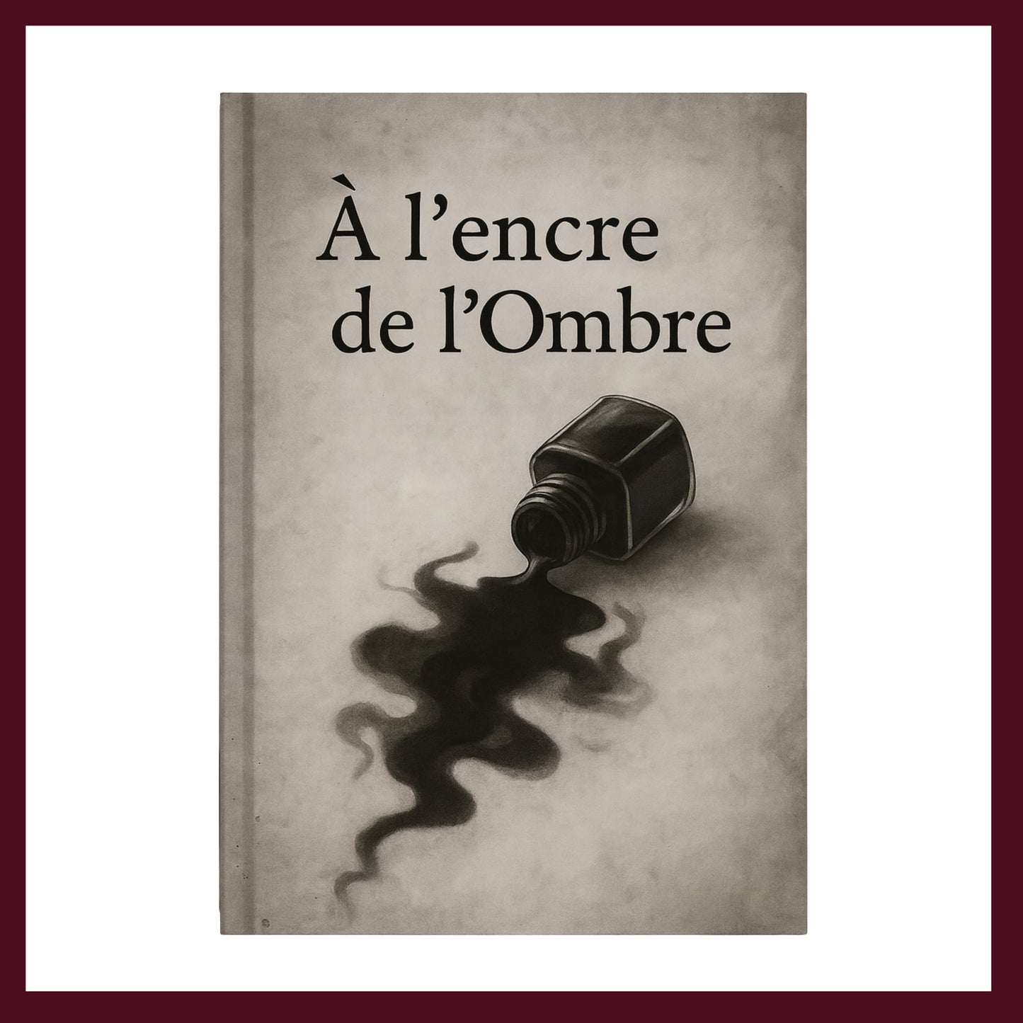 Couverture avant À l'encre de l'Ombre avec un encrier renversé, de l'encre coule