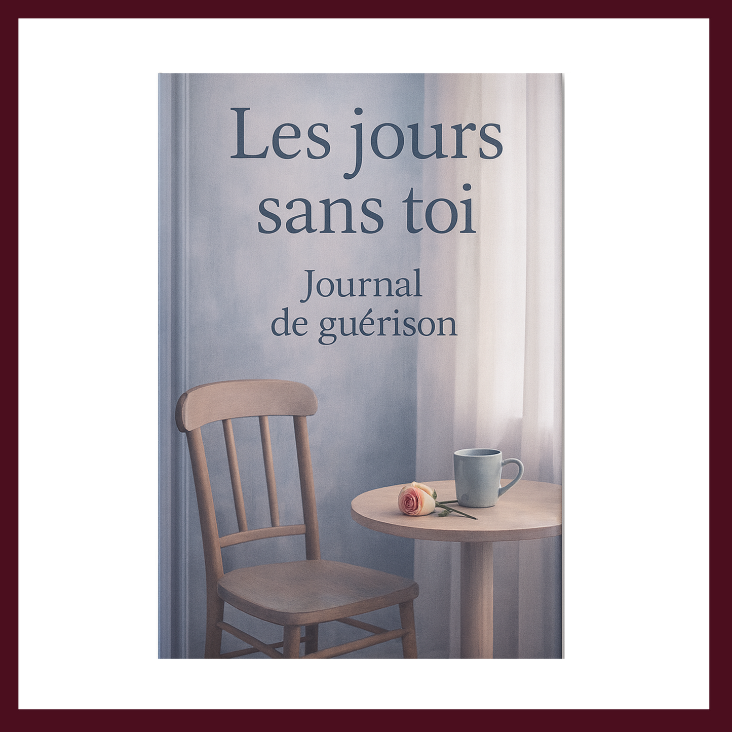 Couverture avant carnet de deuil, journal de guérison couleur pastel, rose rose