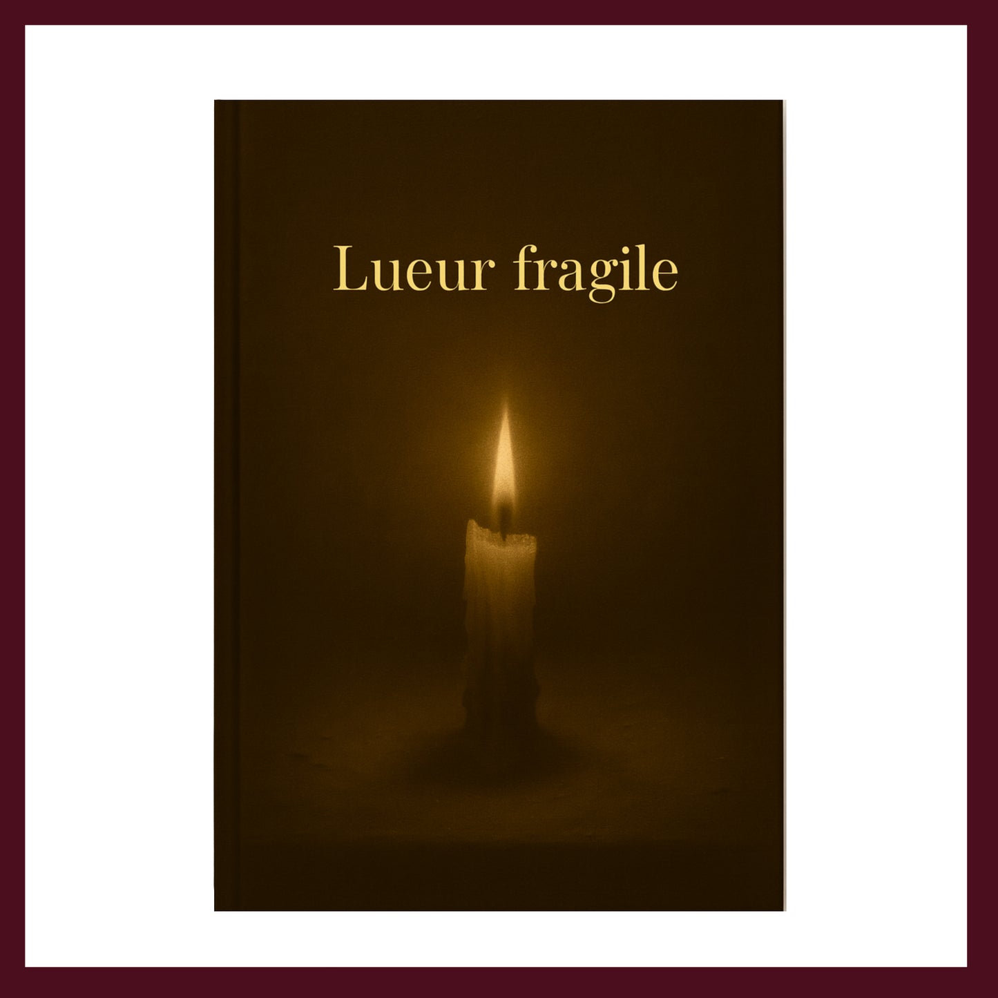 Couverture avant carnet de deuil de couleur brun foncé avec une bougie allumée au centre