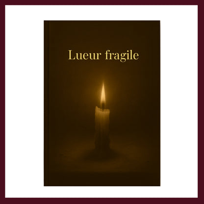 Couverture avant carnet de deuil de couleur brun foncé avec une bougie allumée au centre