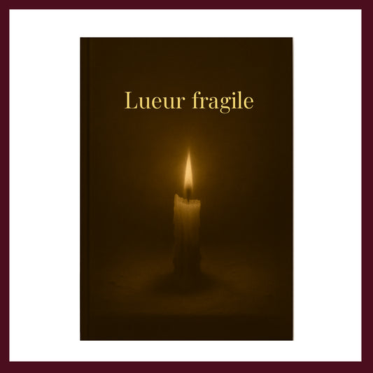 Couverture avant carnet de deuil de couleur brun foncé avec une bougie allumée au centre