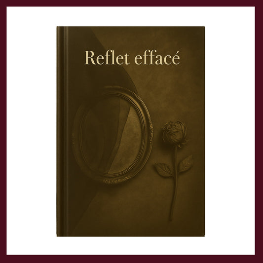 Couverture avant rigide carnet de deuil avec miroir et rose fanée