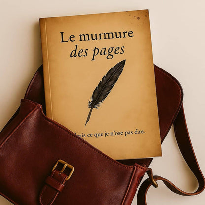 Carnet de notes - Le murmure des pages - Journal intime posé dans un sac en cuir ancien